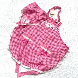 RARE New Mother Garden Usamomo Apron head scarf  130cm pink gingham lace bow